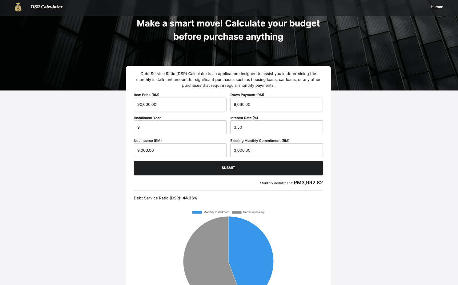 DSR Calculator